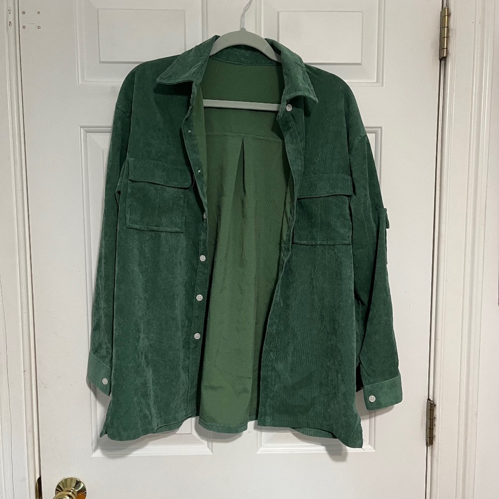 Shein Corduroy Button Down Long sleeve with pockets